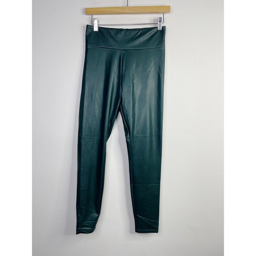 Express Vegan Faux Leather High Waist Leggings Pants Hunter Green womens S New